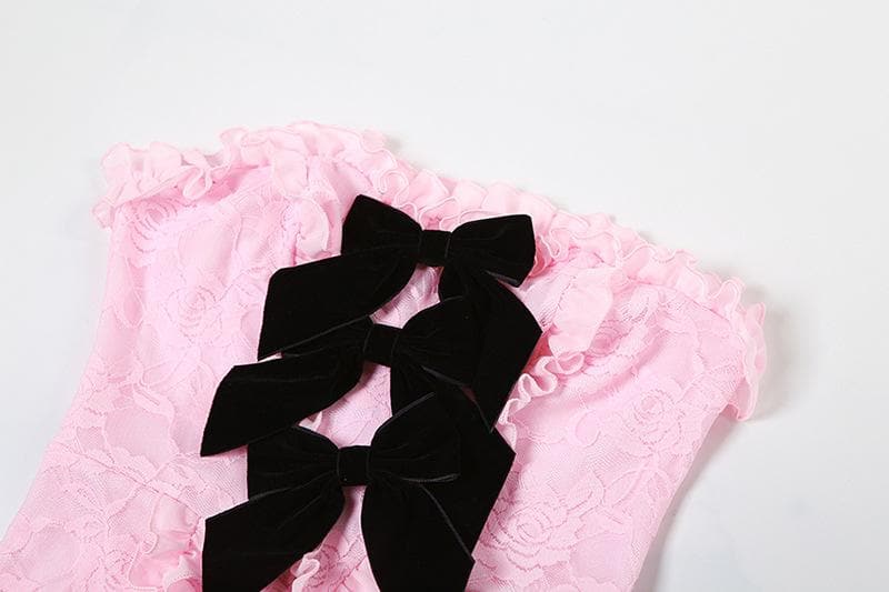 Romantic Blush Pink Lace Mermaid Maxi Dress with Chic Velvet Bow - Your Statement Piece for Fall & Holiday Events