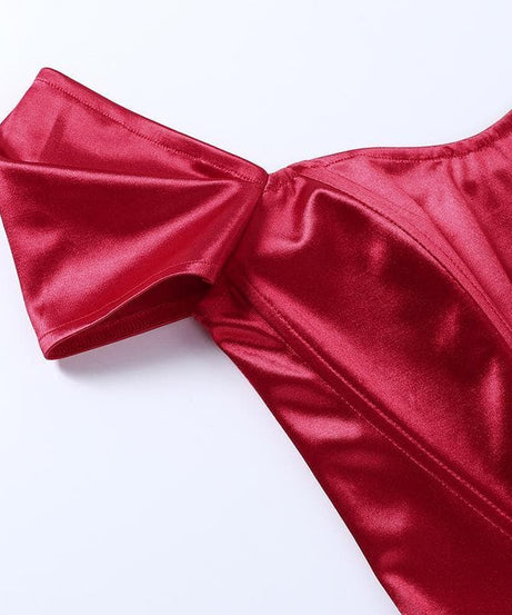 Radiant Royal Blue Satin Off-Shoulder Corset Top - Your Chic Fall & Holiday Statement