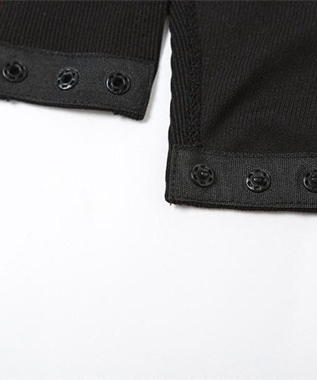 Edgy Sheer Mesh Patchwork Bodysuit - Long Sleeve Fall Nights & Halloween Chic