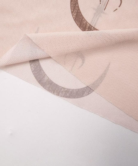 Cosmic Aura Sheer Mesh Mock Neck Top - Celestial Sun & Moon Fall Fashion