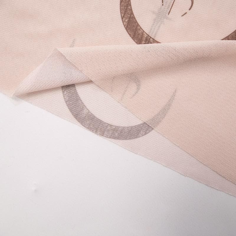 Cosmic Aura Sheer Mesh Mock Neck Top - Celestial Sun & Moon Fall Fashion