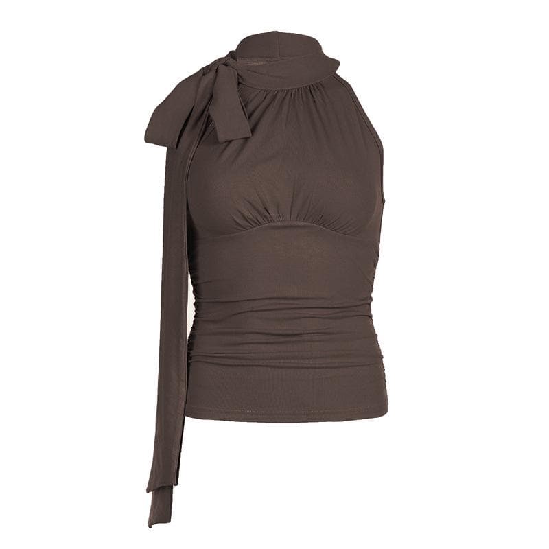 Elevated Halter Tie-Neck Ruched Top | Chic Fall & Holiday Sleeveless Blouse