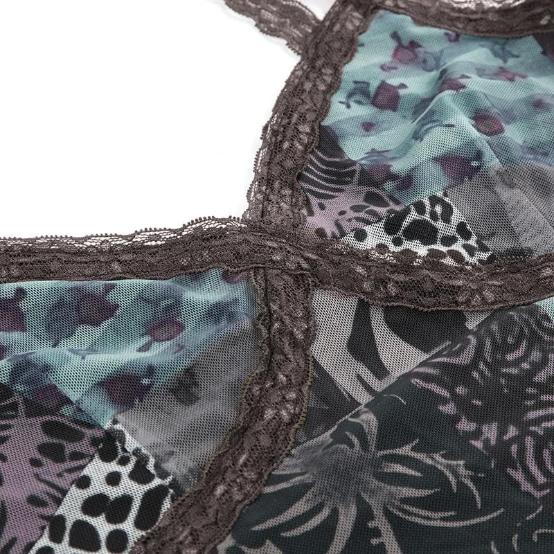 Enchanting Patchwork Mesh Maxi Slip Dress | Velvet, Lace & Fall Grunge Chic