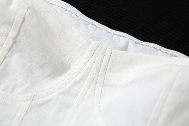 Autumn Elegance: White Sweetheart Corset Top | Statement Puff & Ruched Sleeves