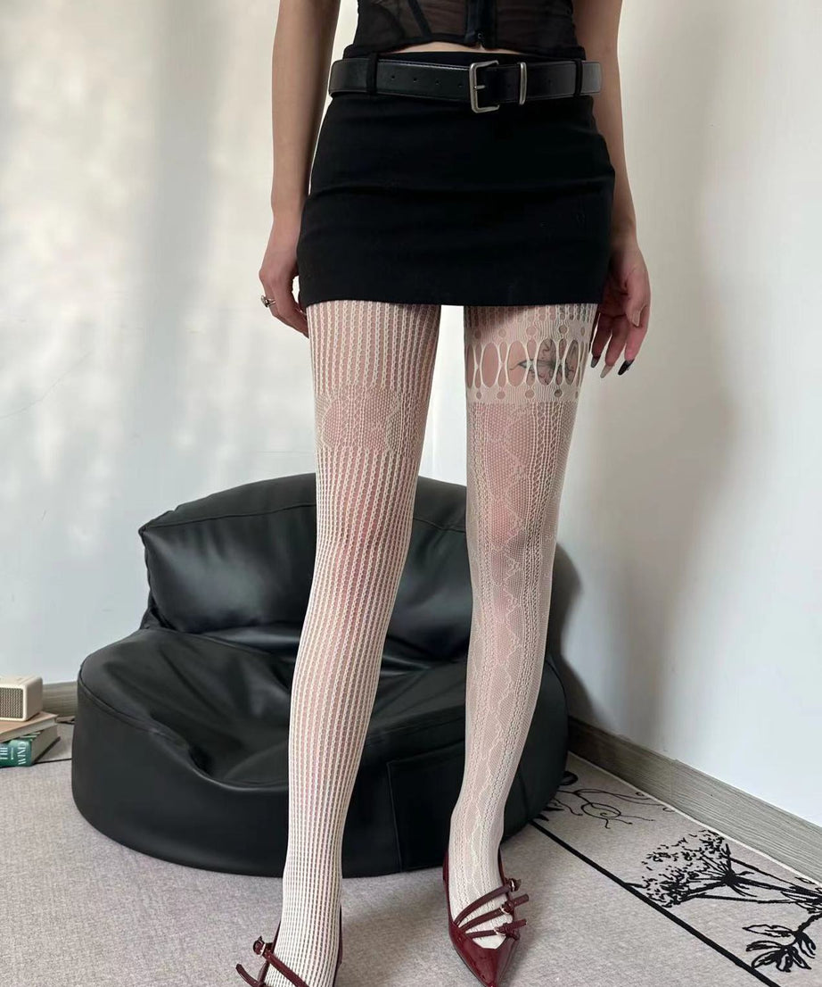 Fall's Hottest Statement: Asymmetrical Hollow-Out Fishnet Tights for Edgy Halloween & Beyond