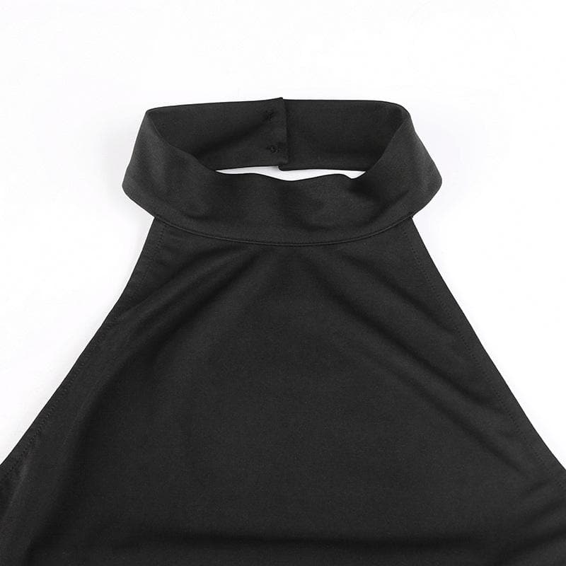 Sultry Black Halter Bodycon Mini Dress - Daring Cut-Outs for Fall Parties & Holiday Nights