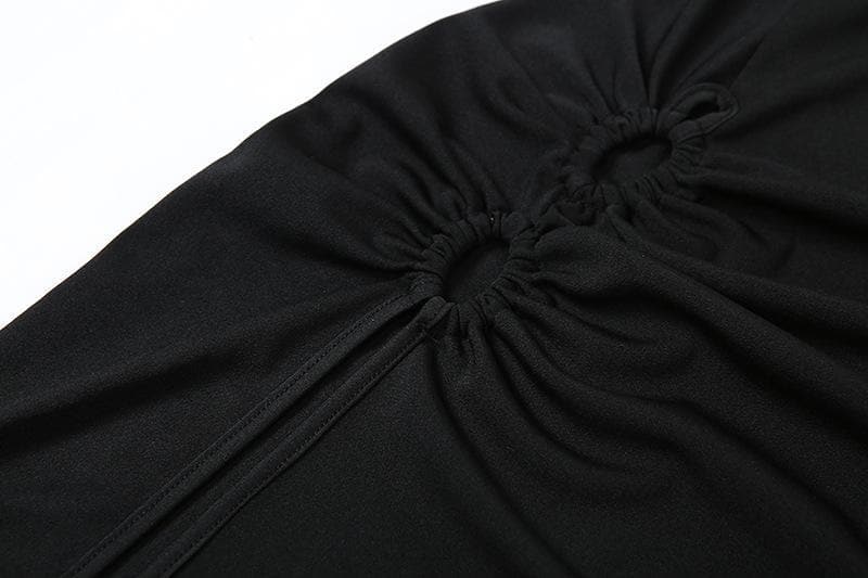 Autumn's Embrace: Luxe Halter Maxi Dress with Keyhole & Seductive High Slit