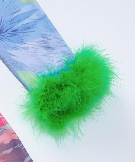 Show-Stopping Feather-Cuff Mini Dress | Vibrant Abstract Print Bodycon for Fall Parties & Holiday Fun