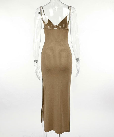 Fall Ready Ribbed Knit Cut-Out Maxi Dress - Effortlessly Chic & Flattering for Autumn