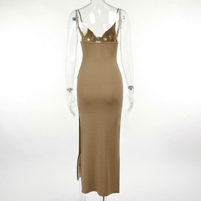 Fall Ready Ribbed Knit Cut-Out Maxi Dress - Effortlessly Chic & Flattering for Autumn