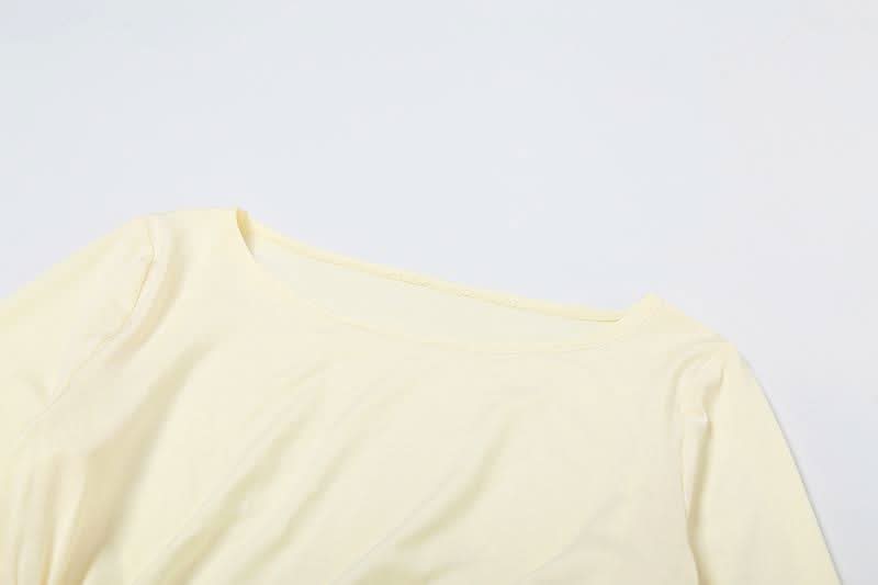 Chic Ivory Ruched Maxi Dress with Flared Bell Sleeves - Your Fall & Holiday Event Essential