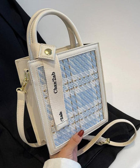 Chic Knitted Houndstooth Crossbody Tote – Fall/Winter Top Handle Bag