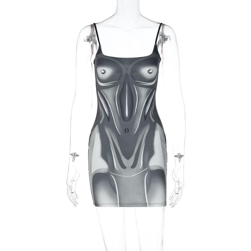 Edgy Illusion Bodycon Mini Dress - Fall & Halloween Ready
