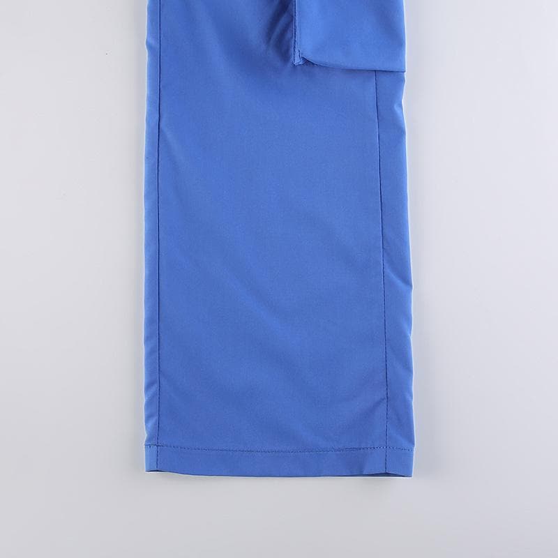 Effortless Royal Blue V-Waist Cargo Pants – Your Chic Fall Fashion Staple