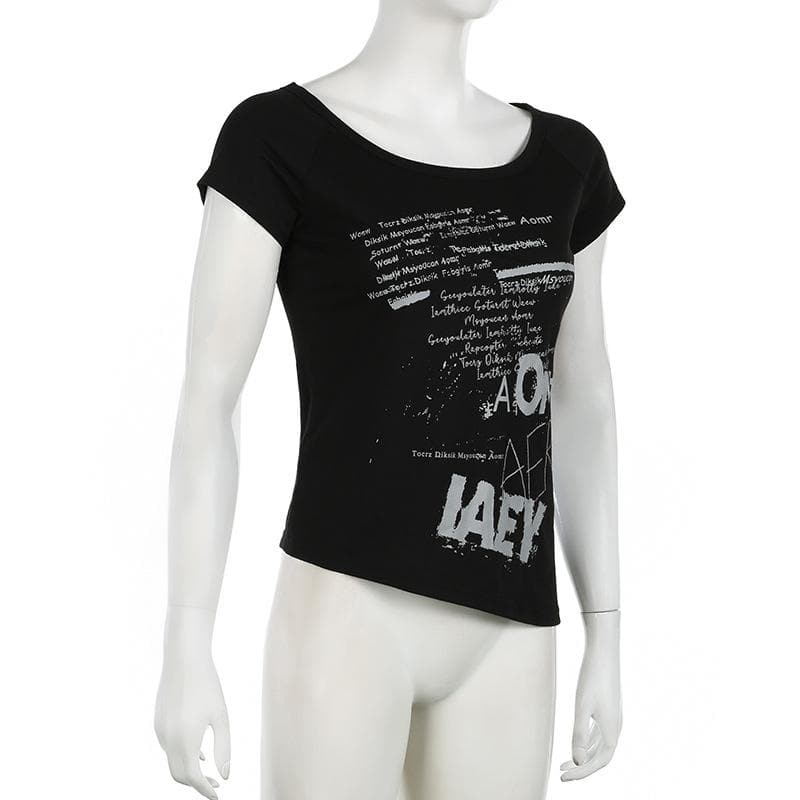 Women's Edgy Asymmetrical Graphic Tee | Fall Cotton Blend Top