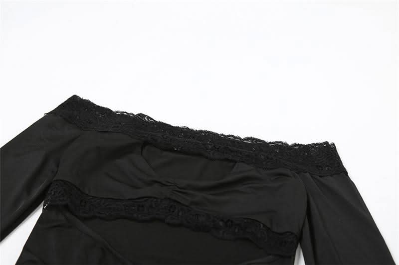 Slay the Night: Black Lace Off-Shoulder Cutout Mini Dress - Fall & Party Ready!