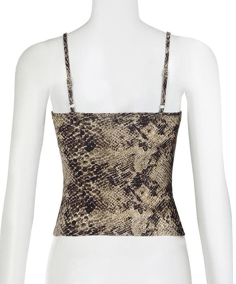 Wildly Chic: Snakeskin Print Lace Trim Cami with Bow | Fall & Beyond