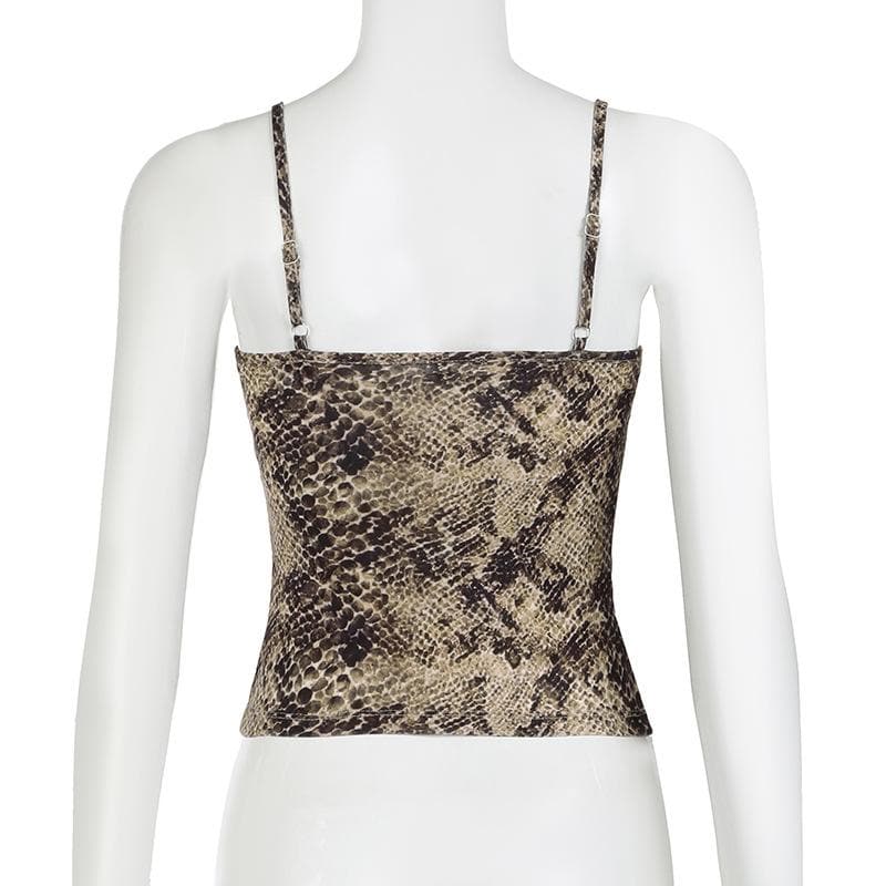 Wildly Chic: Snakeskin Print Lace Trim Cami with Bow | Fall & Beyond