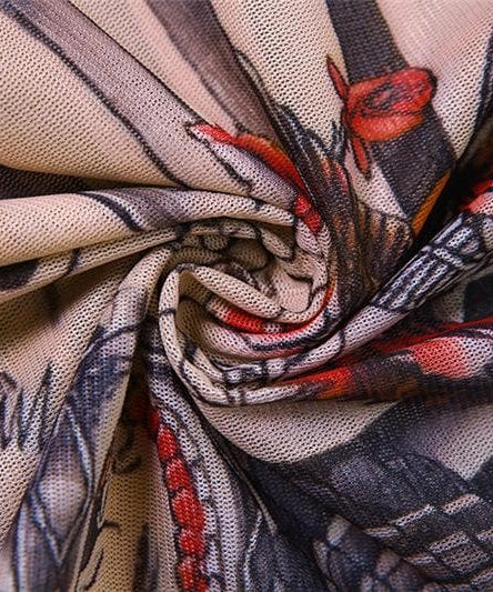 Unleash Your Inner Dragon: Y2K Tattoo Mesh Wrap Top & Flare Pants Set - Fall & Halloween Statement