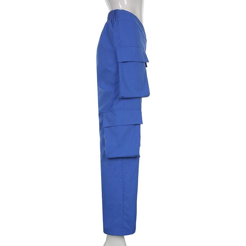 Effortless Royal Blue V-Waist Cargo Pants – Your Chic Fall Fashion Staple