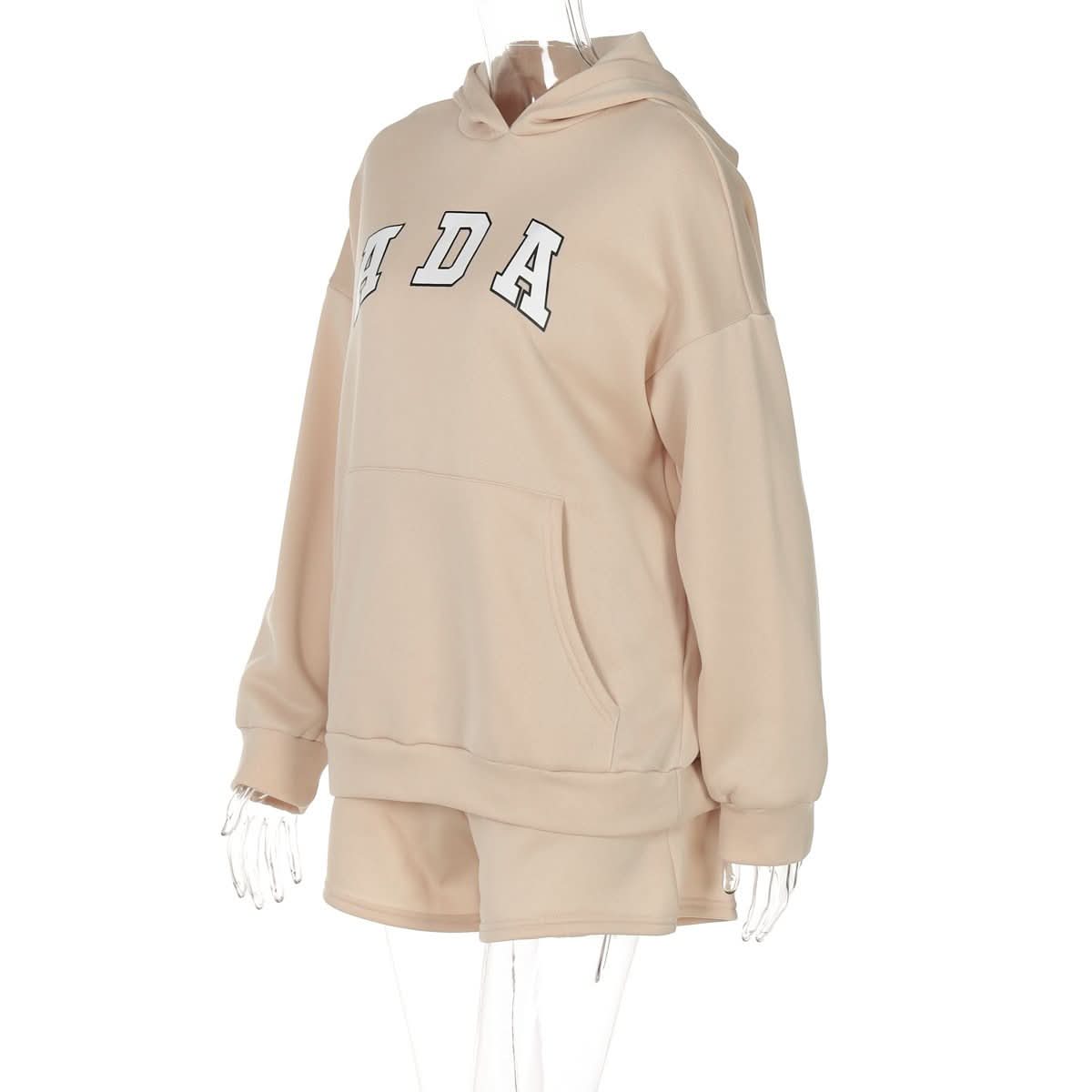 ADA Collegiate Comfort: Women's Oversized Hoodie & Shorts Lounge Set – Perfect for Fall!