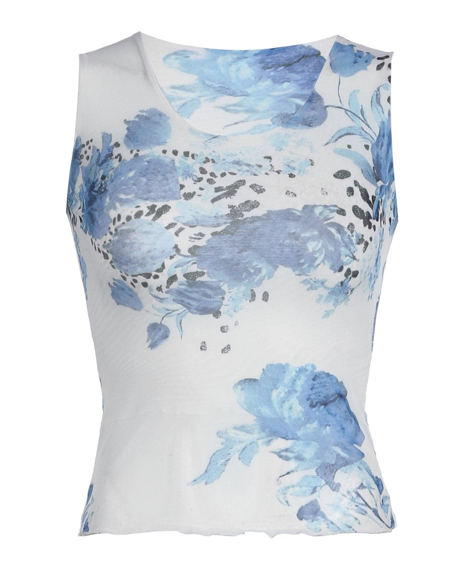 Effortless Blue Floral Scoop Neck Tank Top – Chic Fall Layering & Transitional Style
