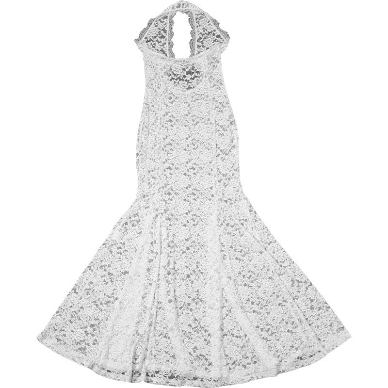 Daring White Lace Halter Cut-Out Maxi Dress - The Ultimate Statement for Fall Galas & Holiday Celebrations
