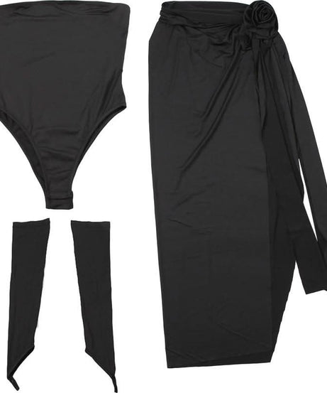 Scarlet Rose High Slit Maxi Dress | Strapless Gown with Detached Sleeves for Holiday & Gala Season