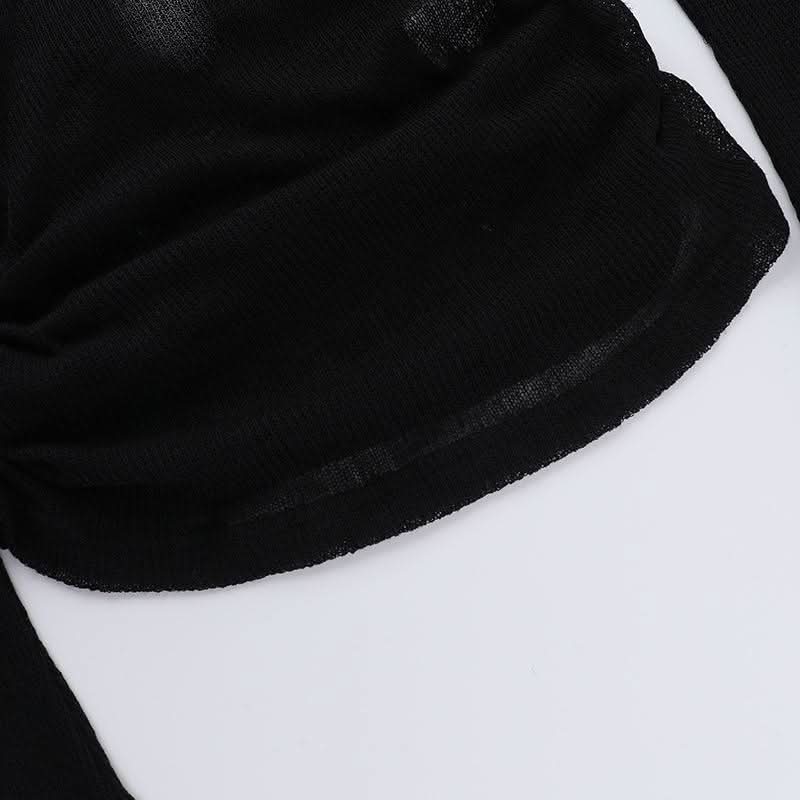 Gothic Glam Cross One-Shoulder Top - Edgy Fall & Halloween Statement