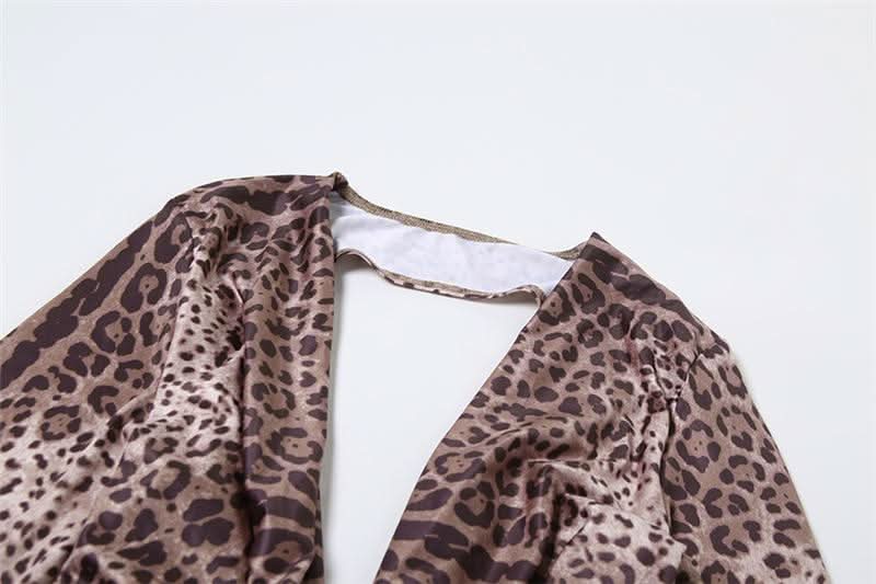 Fierce Leopard Print 3-Piece Cowl Neck Cutout Mini Skirt Set | Adjustable Ruched Fall Party & Club Wear