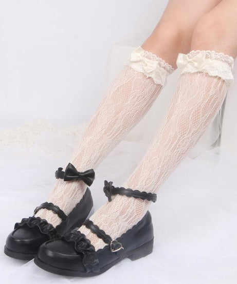 Vintage-Inspired Lace Bow Knee-High Socks | Fall & Halloween Essential for Women