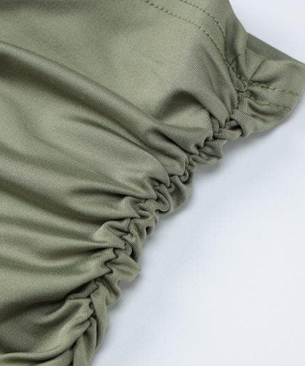 Trendy Fall Nights: Ruched Off-Shoulder Crop Top & Asymmetrical Mini Skirt Set