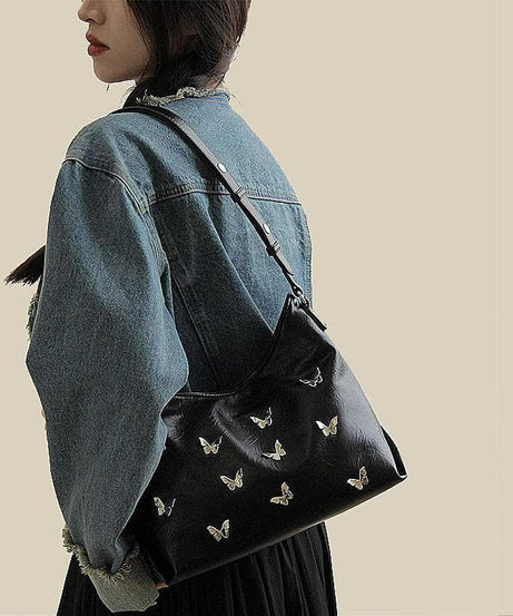 Whimsical Butterfly Charm Vegan Leather Shoulder Bag – Chic Fall Hobo Style