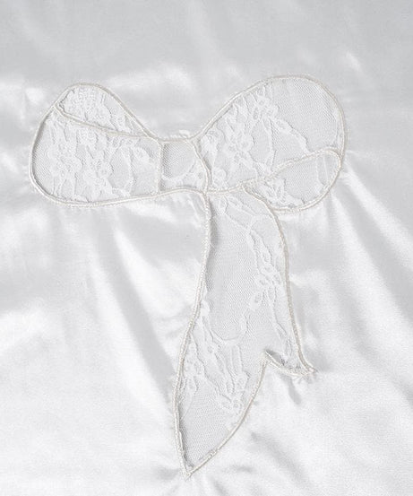 Enchanting White Lace Slip Midi Dress | Alluring Bow Cutout & Criss-Cross Back for Fall & Holiday Parties