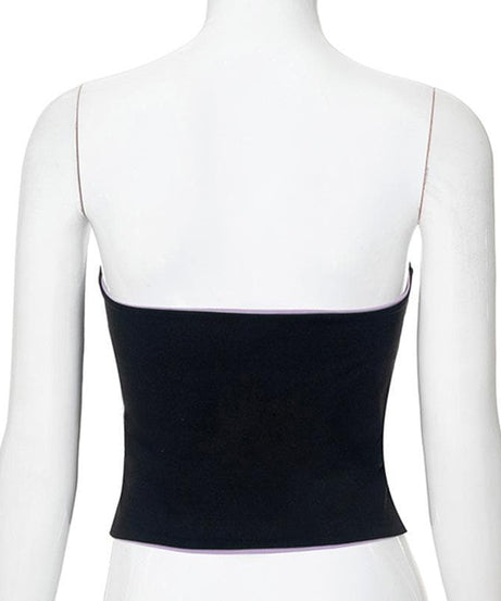 Effortless Fall Style: Lavender & Black 2-Way Backless Strapless Top – Your Chic Go-To