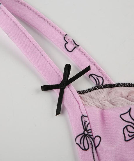 Darling Coquette Pink Bow & Heart Ruffle Bustier Cami Top - Fall Fashion Essential