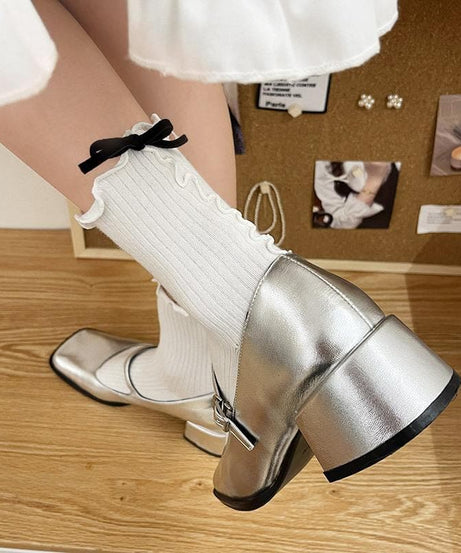 Cozy Fall Chic: Ruffled Ribbed Bow Crew Socks – Elevate Your Autumn Style