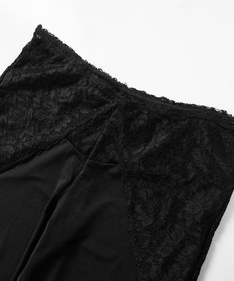 Gothic Glam Black Lace Two-Piece Set: Off-Shoulder Crop Top & High-Waist Leggings for Fall Nights & Halloween
