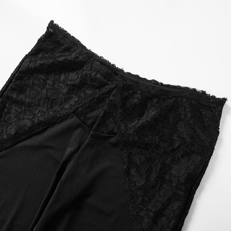 Gothic Glam Black Lace Two-Piece Set: Off-Shoulder Crop Top & High-Waist Leggings for Fall Nights & Halloween