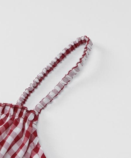 Sweetheart Gingham Smocked Cami & Ruffle Shorts Set - Cozy American Loungewear
