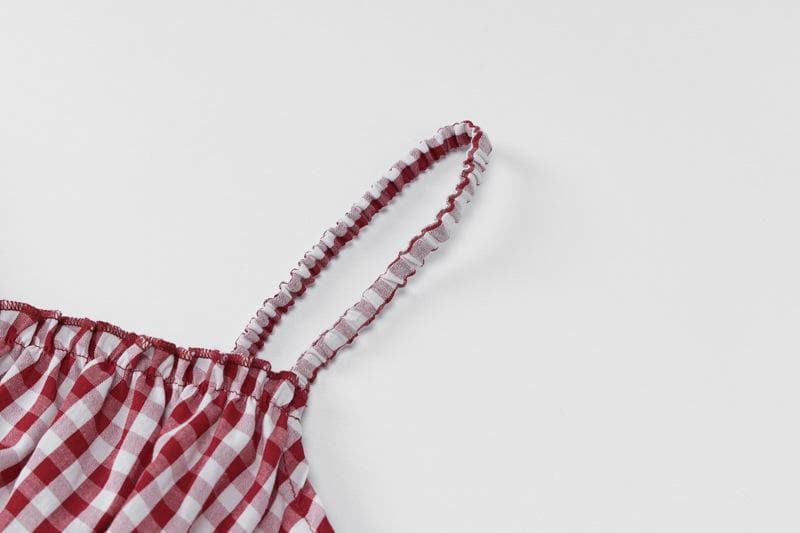 Sweetheart Gingham Smocked Cami & Ruffle Shorts Set - Cozy American Loungewear