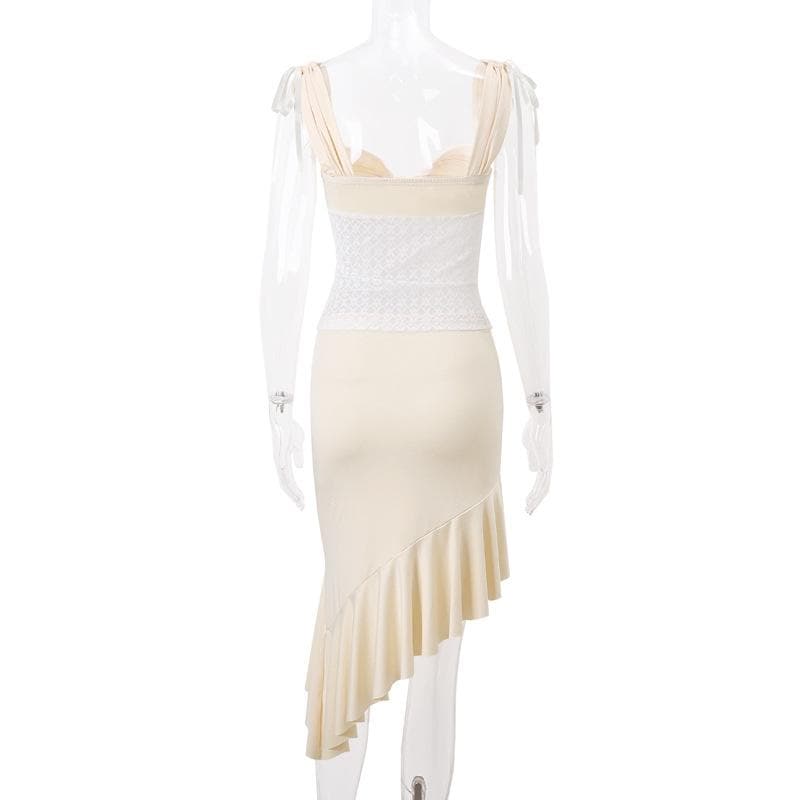 Twisted Front Lace & Ruched Top with Self-Tie Straps – Your Chic Fall Getaway Essential