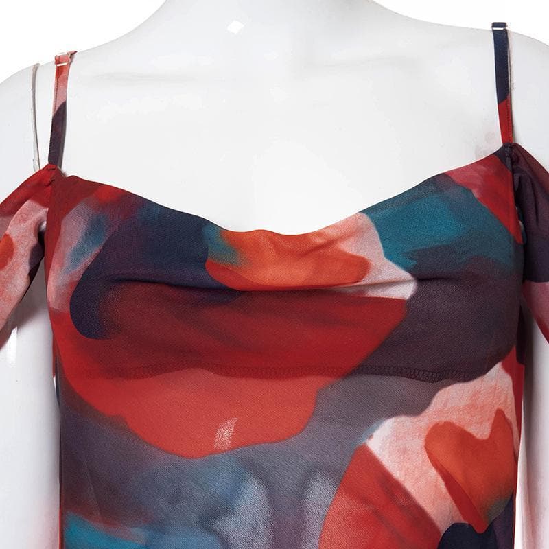 The 'Obsidian Poppy' Sheer Maxi Dress - Off-Shoulder Glamour for Fall & Holiday Events