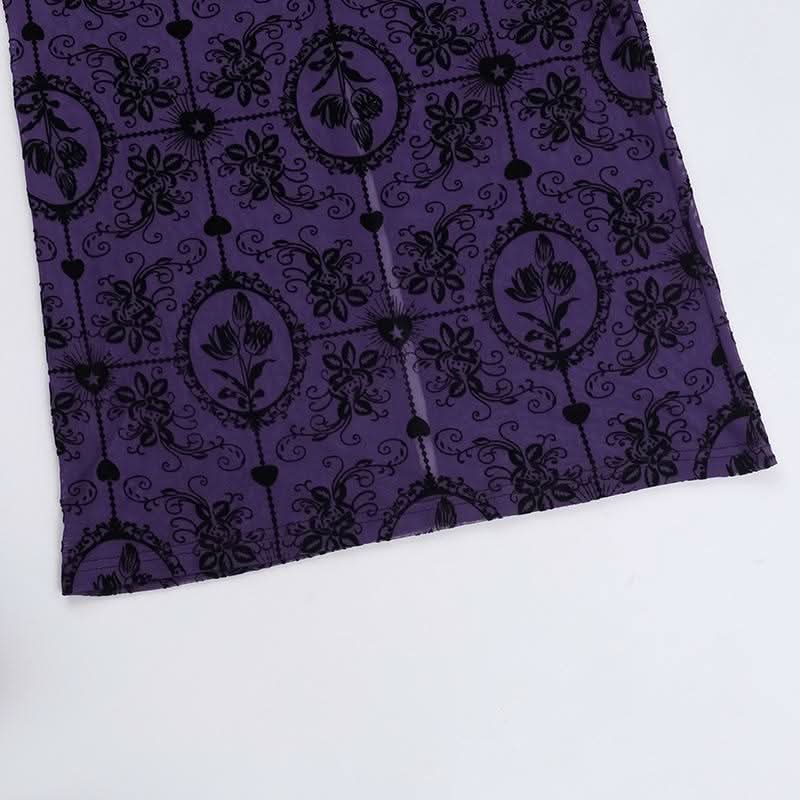 Bewitching Purple Gothic Mesh Maxi Dress - Slay Halloween & Fall with this Mermaid Statement Gown