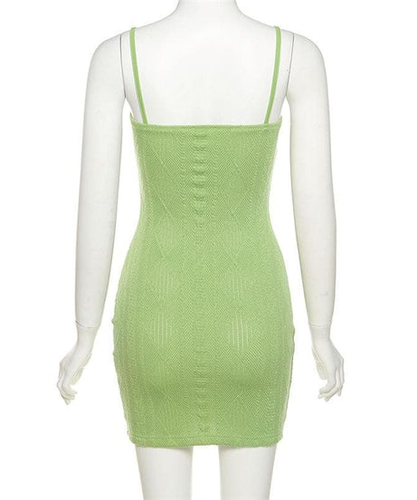Flirty Lime Green Textured Bodycon Mini Dress - Fall Ready & Oh-So-Chic!