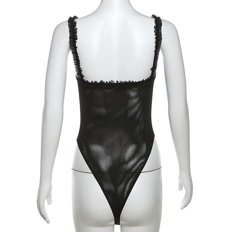 Sultry Black Ruffle Mesh Bodysuit - Your Chic Fall & Night Out Essential