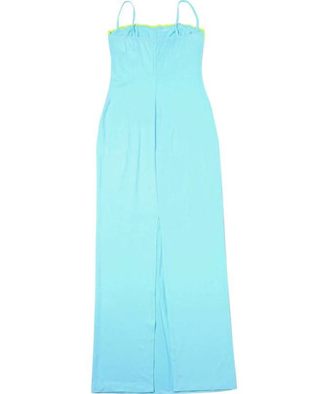 Siren Aqua Bodycon Maxi Dress with Neon Lime Lace Bust – Perfect for Fall Getaways & Glam Events