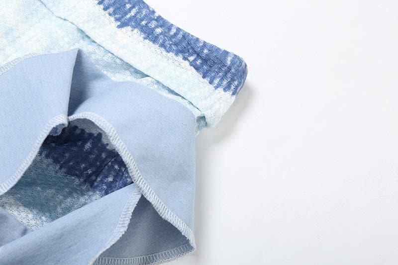 Siren Chic: Ruffled Striped Mini Skirt Set with Lace Shrug – Fall's Hottest Statement Look