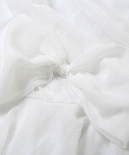 Enchanted Aura White Off-Shoulder Halter Mini Dress | Ruffle Chiffon Bow for Fall Parties & Chic Halloween