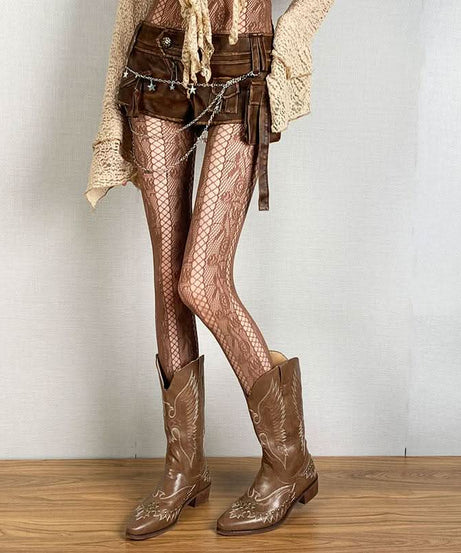 <b>Gothic Glam</b>: Edgy Lace Pattern Fishnet Tights for Fall & Halloween